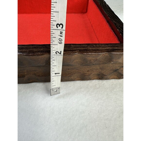 Vintage Carved Wood Box Hinged Lid Old World Map Folk Art Spain 7.75 W 1960’s - Picture 11 of 12